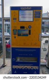 ISTANBUL, TURKEY-CIRCA 2016: Automatic Vending Machine For Buying Public Transport Tickets, Cards Or Token And Topping Up The Value In Istanbul, Turkiye.
