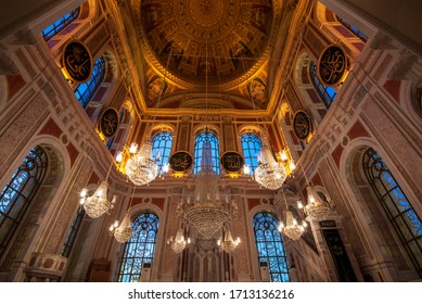 
Istanbul, Turkey-March 2019: Ortakoy Mosque Architectural Interior View.