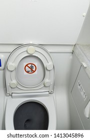 Istanbul, Turkey-may 04, 2019: International Airport Sabiha Gökçen International Airport,toilet In The Toilet Cabin Of A Passenger Plane Of Turkish Airlines