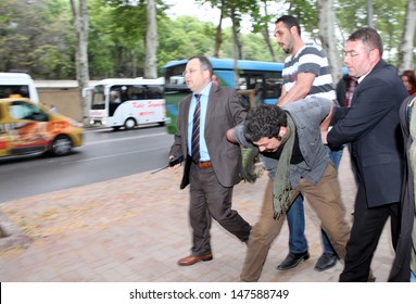 ISTANBUL, TURKEY-MAY 9: Turkish Police Dispersed Student Protesters Who Protest Turkish Prime Minsiter Recep Tayyip Erdogan On May 9, 2013 In Istanbul, Turkey.  