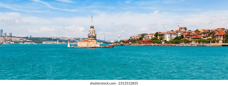 Istanbul view from Bosphorus strait, Turkey. Maiden's Tower - Powered by Shutterstock