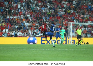 Istanbul/Turkey 14.08.2019 Sadio Mane And Kurt Zouma Liverpool And Chelsea