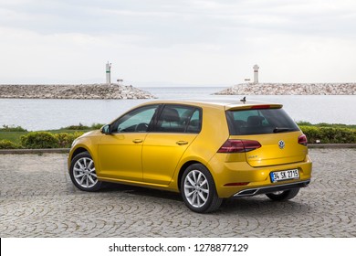 Istanbul/Turkey - April 20 2017 : Volkswagen Golf is a compact car produced by the German automotive manufacturer Volkswagen.
