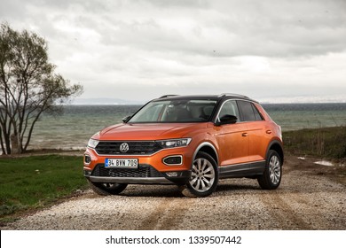 Istanbul/Turkey - March 13 2019 : Volkswagen T-Roc is a subcompact crossover SUV manufactured by German automaker Volkswagen.