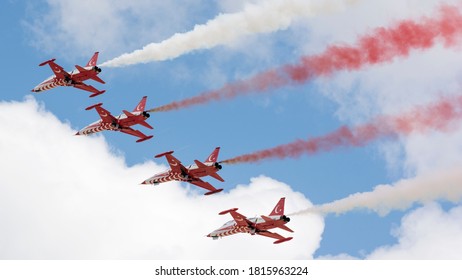 Aircraft Crossover By Red Arrows Flying Stock Photo (Edit Now) 16529623