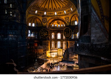 Istanbul,Turkey-December 2 2016:Hagia Sophia (Hagia Sofia, Ayasofya) Interior In Istanbul, Turkey, Byzantine Architecture, City Landmark And Architectural World Wonder. Popular Attraction In Turkey.
 