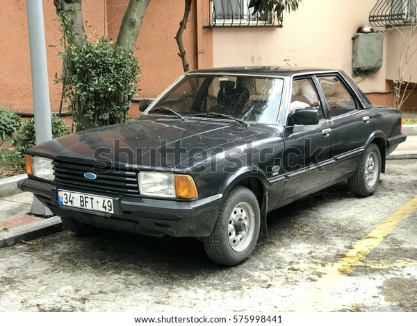 ISTANBUL,TURKEY-FEBRUARY 10,2017:Old Ford
taunus cararking in the Gayrettepe
District

