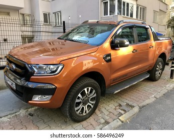 ISTANBUL,TURKEY-FEBRUARY 24,2017:Ford Ranger 4x4 Parking In Istanbul