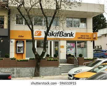 istanbulturkeymarch 082017turkish bank vakifbank branch nispetiye stock photo edit now 596510915