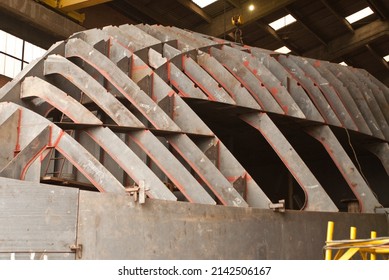 Itajai,
Santa Catarina, Brazil, May 19, 2010: 
Naval Industry, Men Working On The Production Of Vessels In The Shipyard.
