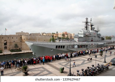 Italian Aircraft Carrier Giuseppe Garibaldi Passes Through The Waterway Of Taranto - Italian Navy