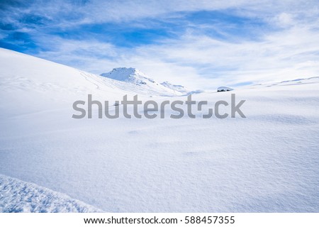 Italian Alps in the winter seen from Cime Bianche in Cervinio ski resort, Italy