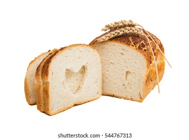 Italian Artisan White Bread On A White Background