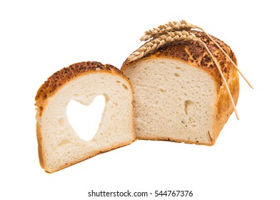 Italian Artisan White Bread On A White Background