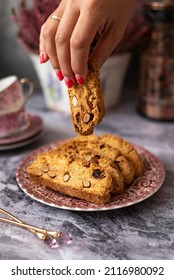 Italian biscotti cookies with dried fruits and nuts     
