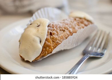 Italian Cannoli Dessert Filled with Cream