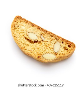 Italian cantuccini cookie with almond filling. Isolated on white background.