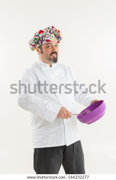 Italian chef isolated on\
white