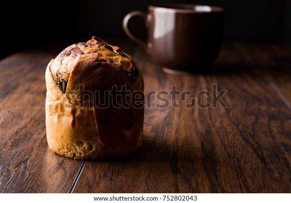 Italian Christmas Cake Panettone Coffee Stock Photo Edit Now