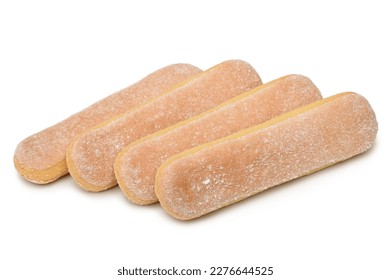 Italian cookie savoiardi (ladyfingers, sponge fingers) on white background