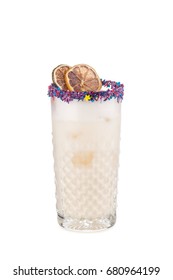 Italian Cream Soda Decorated With Confectionery Covering And Dry Orange