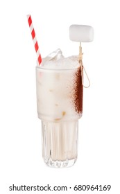 Italian Cream Soda Decorated With Tubule And Marshmallows
