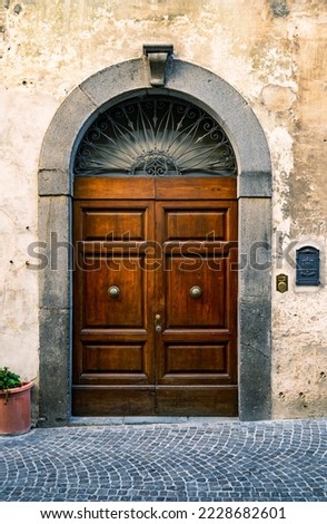 italian door in the town of Orvieto, Umbria. Italy