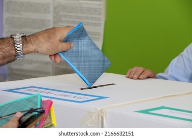 Italian Elections. Ballot Box For Municipal Elections. Elections Of The Mayor. Italian Politics. Taranto, Puglia, Italy 12.06.2022