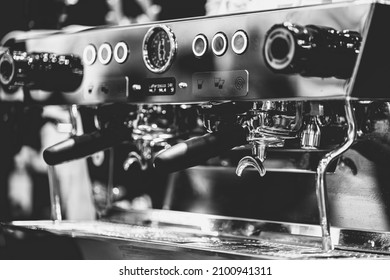 Italian Espresso machine black and white vintage color style