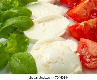 Italian flag made with Tomato Mozzarella and Basil