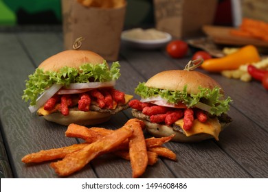 Italian Food Chicken Cheetos Slider On Wood Table