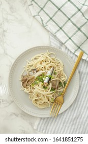 Italian Food, Sardine And Maitake Mushroom Bucatini Pasta