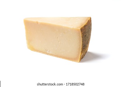 Italian granular cheese piece isolated on white background - Shutterstock ID 1718502748