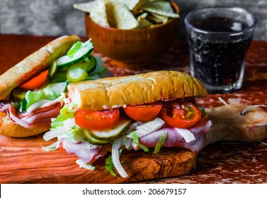 Italian Hoagie With Ham And Vegetables