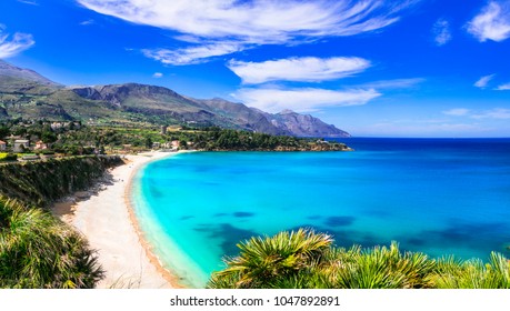 Italian holidays .Best beaches of Sicily island - Scopello