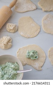 Italian Home Made Wild Garlic Pasta On A Table