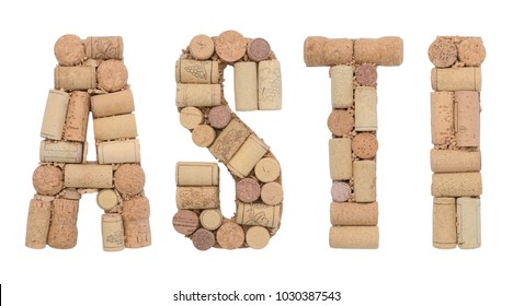 Italian Province Asti Made Of Wine Corks Isolated On White Background