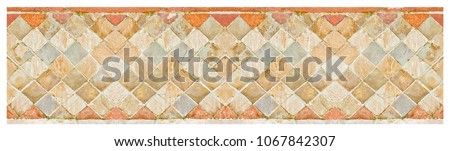 Italian medieval brick and stone wall in Latin called -opus incertum- with stones and bricks - seamless pattern