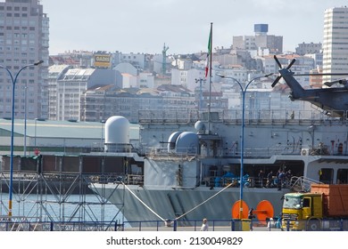 A Coruña-Spain. The Italian Navy Aircraft Carrier 