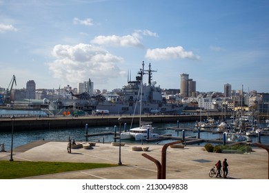 A Coruña-Spain. The Italian Navy Aircraft Carrier 