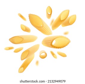 Italian pasta levitating on a white background - Shutterstock ID 2132949079