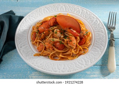 Italian Pasta With Seafood Lobster