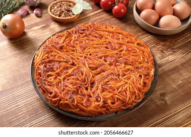 Italian Pasta  Spaghetti Omelet With Tomato Sauce