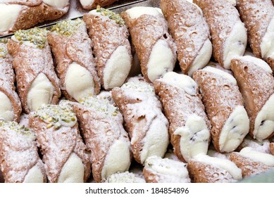 Italian Pastries, Cannoli, Typical Sweet Food Of Sicily, Italy 