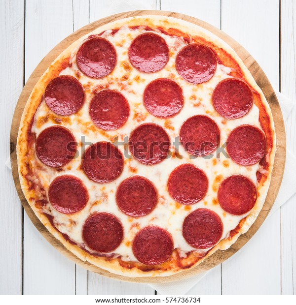 Italian Pepperoni Pizza Salami On White Stock Photo Edit Now