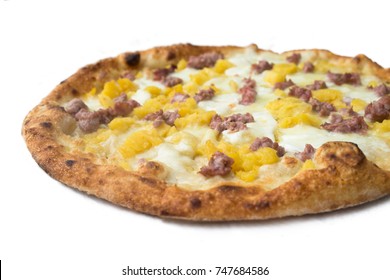 Italian Pizza With Pork Sausage, Potatoes And Mozzarella Cheese