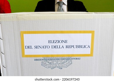 Italian Political Elections 2022. Ballot Box With The Inscription In Italian 