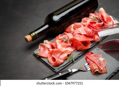 Italian Prosciutto Crudo Or Spanish Jamon Anw Glass Of Wine