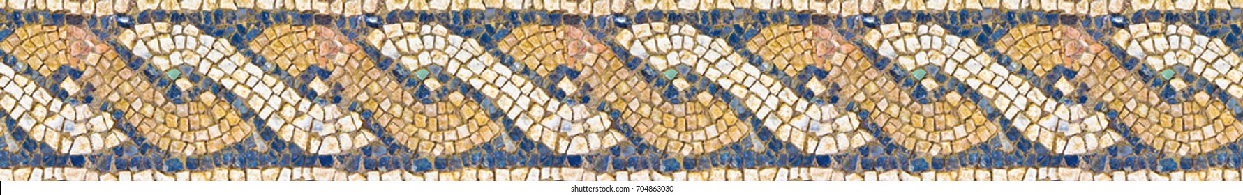 Italian roman mosaic with circular graphic - seamless pattern - Shutterstock ID 704863030