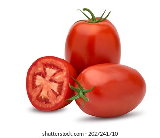 Italian, San Marzano, Plum or Roma Tomatoes with isolated on white background  including clipping path - Shutterstock ID 2027241710